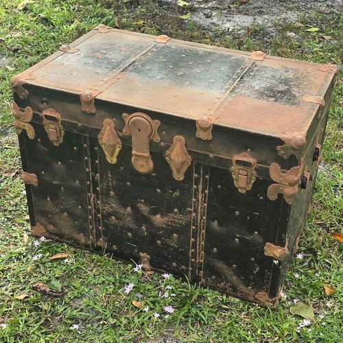 Antique eagle lock trunk - antique,